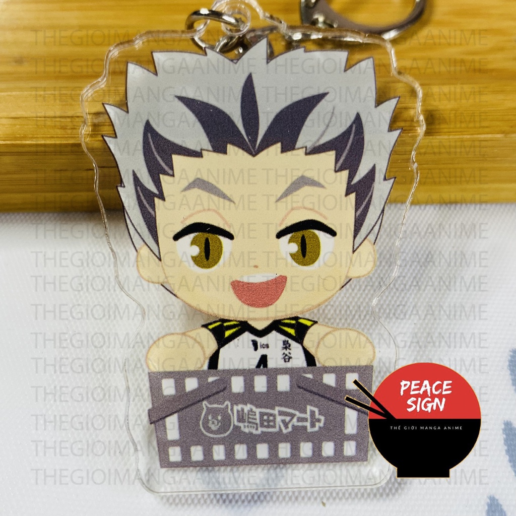 ( Mica trong acrylic ) Móc khóa in hình HAIKYUU! ver ÔM BẢNG Vua Bóng Chuyền anime chibi