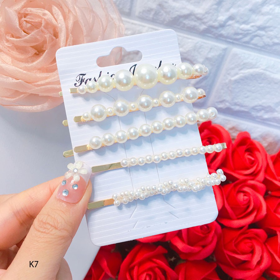 Set 5 cây Kẹp tóc đính đá, đính ngọc Nhân Tạo PMCK7