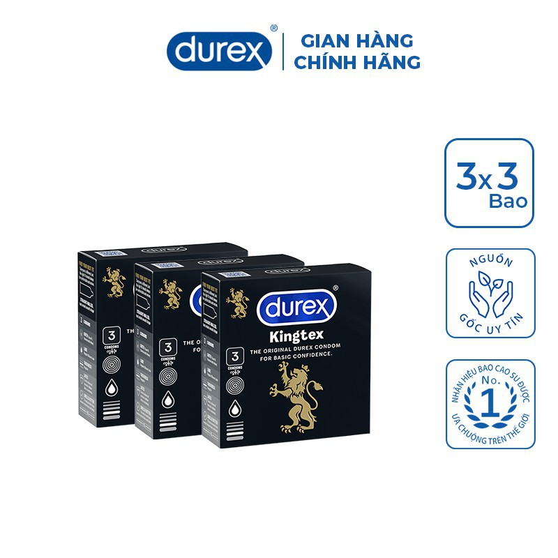 [GIÁ SỈ] Bao cao su Durex Kingtex hộp 3 Cái