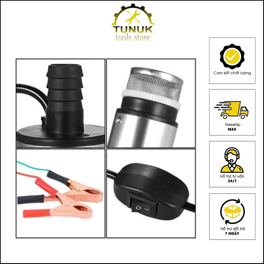 Bơm dầu 12v TUNUK máy bơm chìm mini dầu diezel thủy lực nước 12v 24v motor lõi đồng