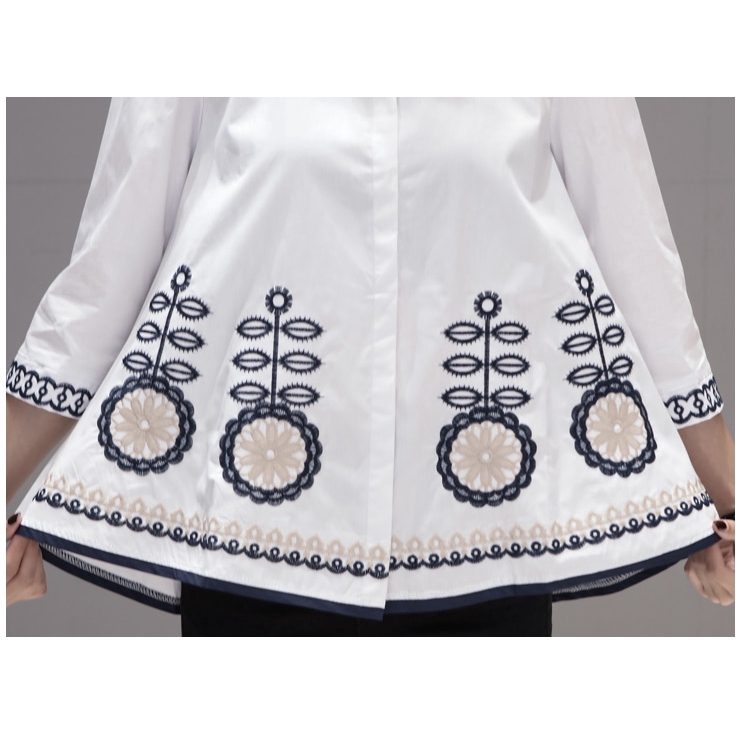 Áo nữ tay dài họa tiết thêu hoa thời trang thanh lịch