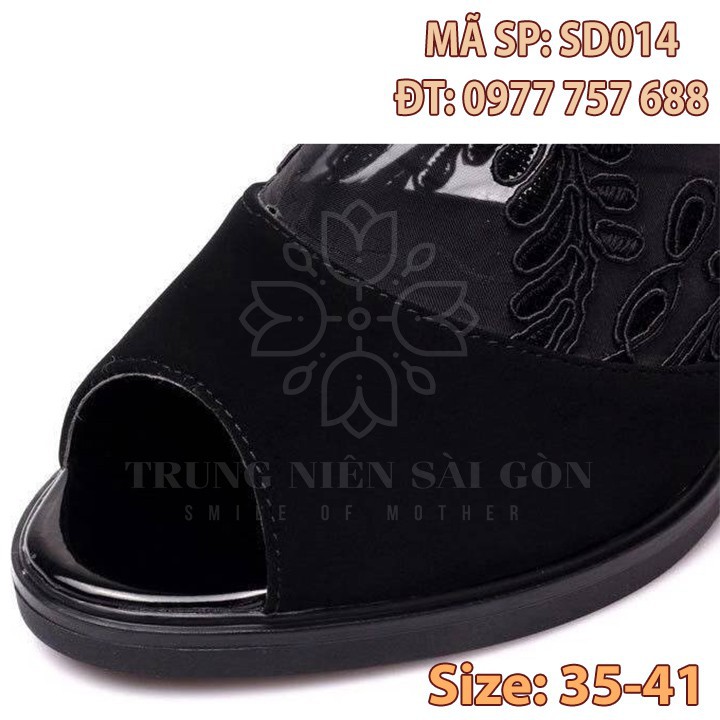 Giày cao gót sandal ren lưới cho mẹ phụ nữ trung niên SD014 new 2021 .