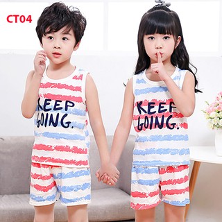 [100% Cotton] Set Bộ Quần Áo Ba Lỗ Thời Trang Trẻ Em