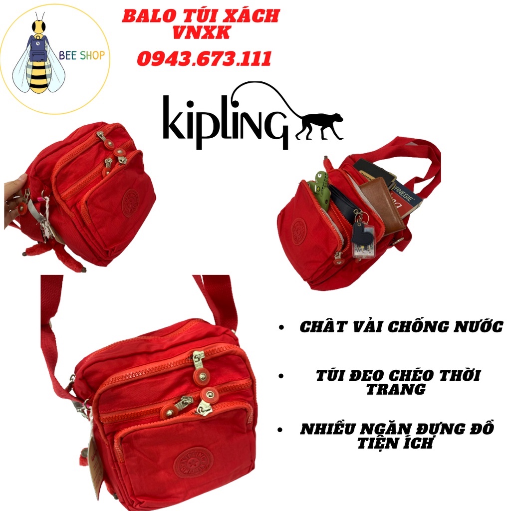 Túi đeo chéo nữ Kipling 1804, túi đeo chéo 1 quai, nhiều ngăn, vải chống nước, tiện ích.