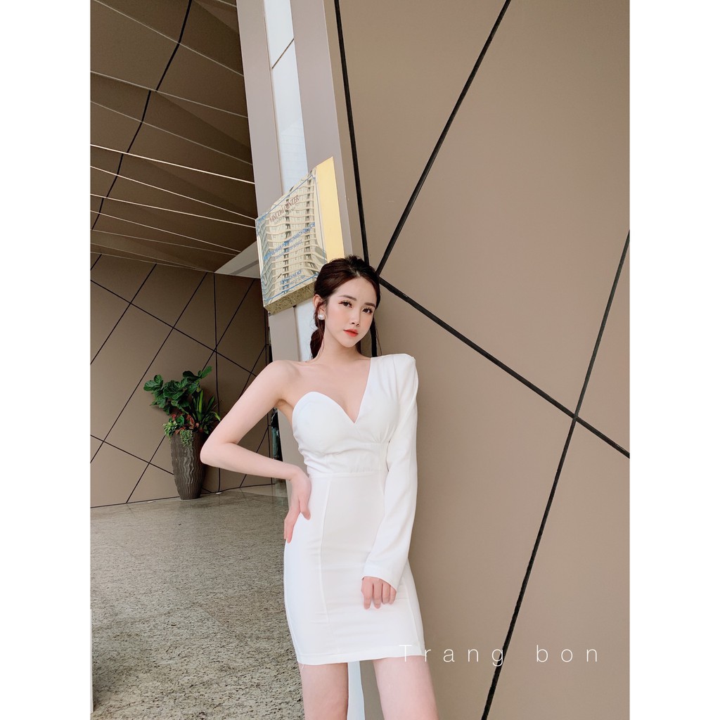 (C204)Đầm lệch tay kèm mút ngực kiểu dáng đầm dáng ôm cực đẹp sang chảnh thời trang tinh tế thời thượng cực hót hít