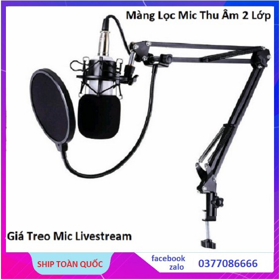 Màng Lọc Âm và Chân Kẹp mic Thu Âm -Giá Đỡ Mic Livestream - Giá Treo Mic