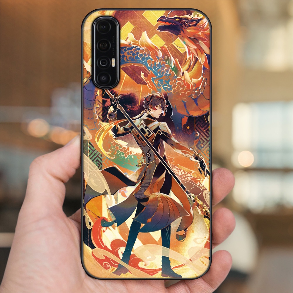 Ốp lưng Oppo Reno 3 Pro viền đen in hình Zhongli Genshin Impact