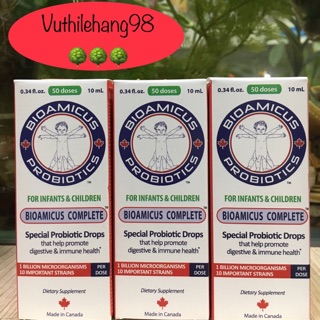 Men vi sinh 10 chủng BIOAMICUS COMPLETE PROBIOTICS DROPS bổ sung lợi khuẩn dạng nhỏ giọt cho trẻ sơ sinh.