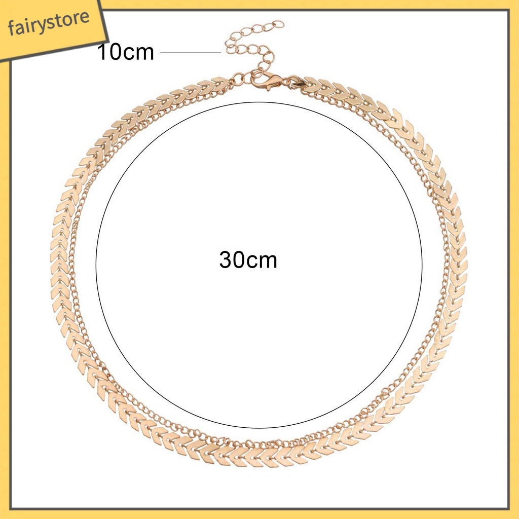 Vòng cổ choker hai lớp thiết kế dây kiểu xương cá phong cách sang trọng cho nữ