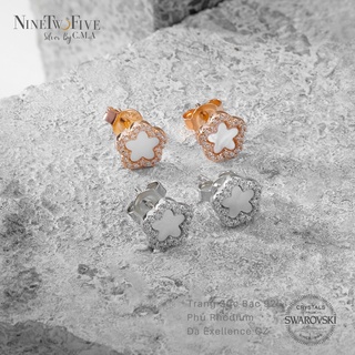 Bông tai bạc phủ Rhodium đính đá CZ – NTF Elsa Petite - Bông Tai Nụ Lucky Leaf  - E-NB1046