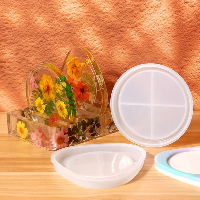 Khuôn Silicone Hình Tam Giác / Tròn / Tam Giác Làm Đế Lót Ly DIY