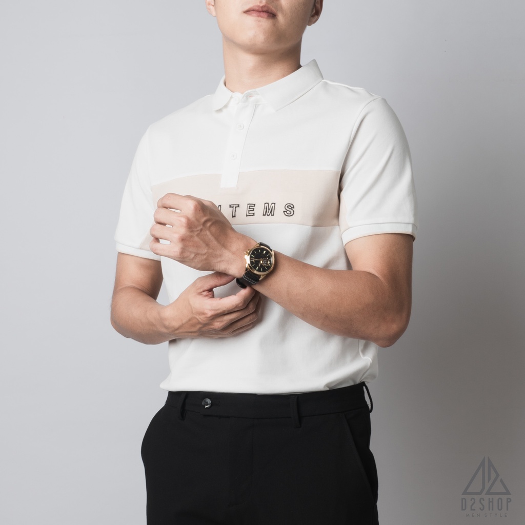 Áo thun polo nam D2shop, áo polo nam phối ngực NEW ITEMS