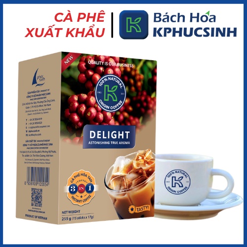 Cà Phê Sữa Hòa Tan K Delight 3in1 255g (Hộp 15 gói x 17g) Thơm Ngon Đậm Vị - Thương Hiệu K Coffee | BigBuy360 - bigbuy360.vn