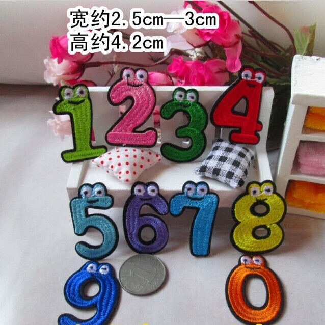 Set 10 miếng vá thêu/ủi kiểu chữ số 0-9