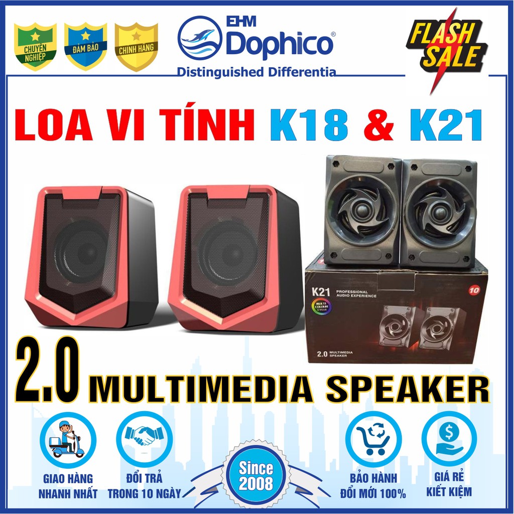 2 Model Loa Vi Tính K18 và K21 – Multimedia Speaker 2.0 – Hàng nhập khẩu – Bảo hành 3 tháng