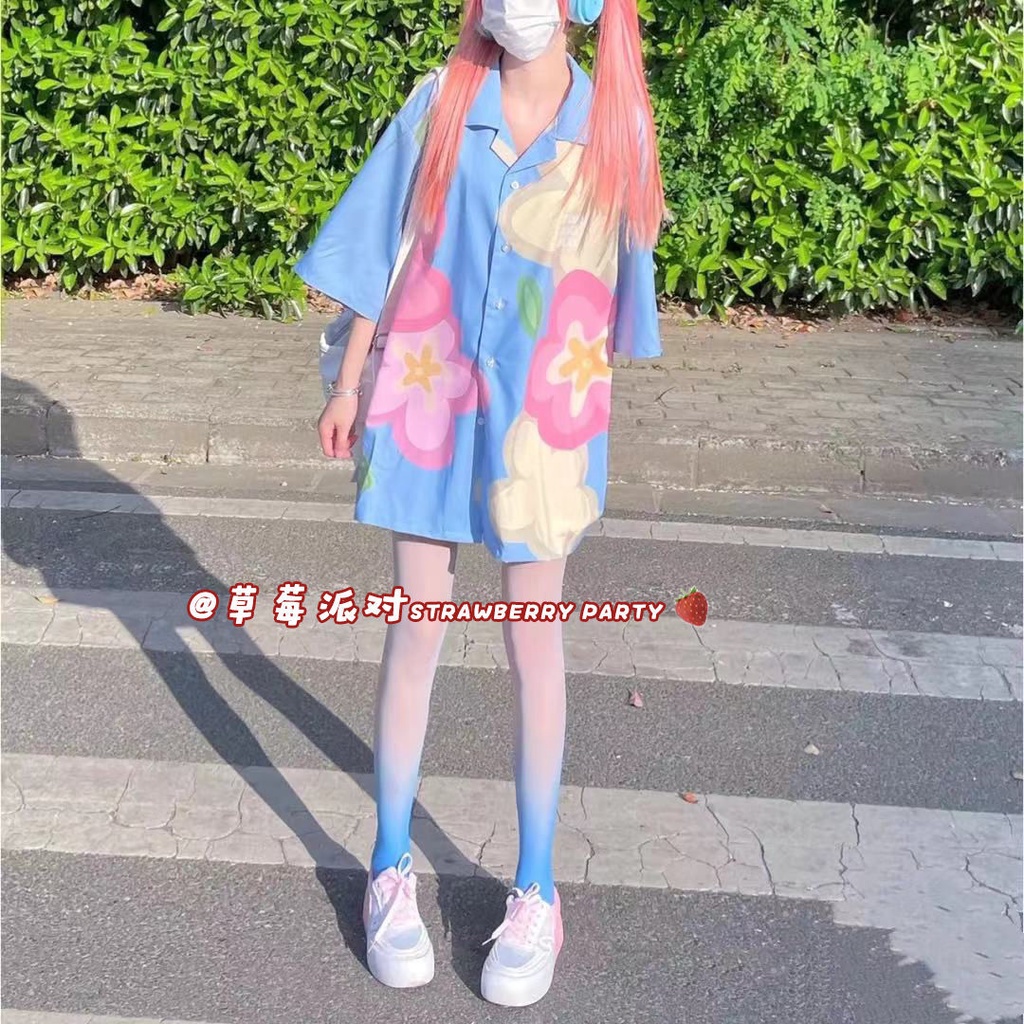 Jiashucheng Quần Tất Lụa Màu Gradient Siêu Mỏng Gợi Cảm jk Đen Đào Trắng Hồng Cho Nữ