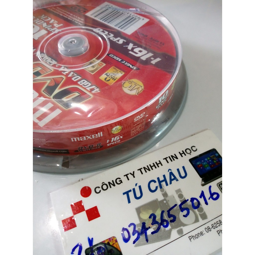 Đĩa trăng DVD-R MAXELL 1-16X Speed - 4.7GB - 120MIN _ HỘP 10 CÁI