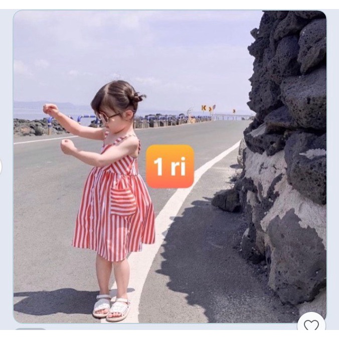 Đầm Melisa 2 dây sọc trắng đỏ