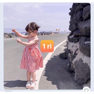 Đầm Melisa 2 dây sọc trắng đỏ
