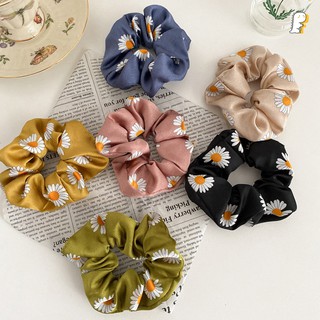 [Hàng có sẵn] Scrunchies thun cột vải satin in hoa cúc