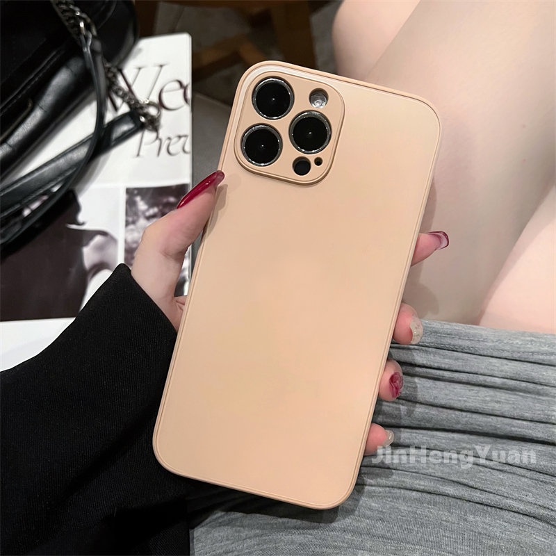 Ốp Điện Thoại Mặt Kính Cứng Chống Bám Vân Tay Cho IPhone 14 Plus 13 12 11 Pro Max XR 7 8 Plus