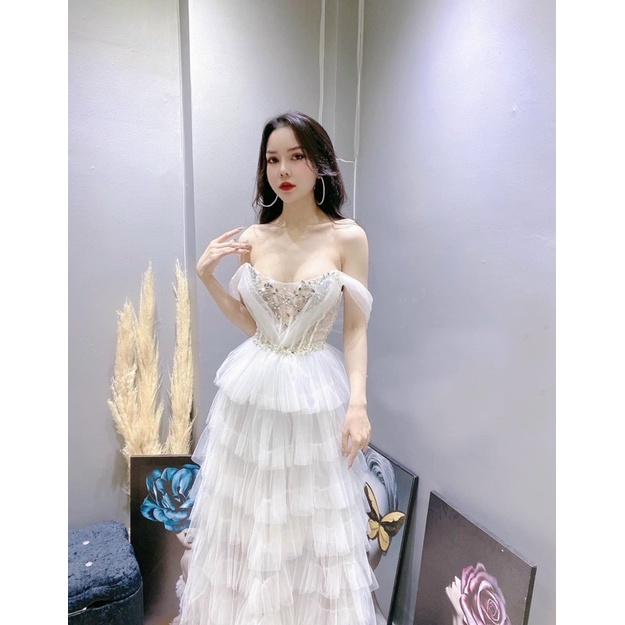 ĐẦM CCONG CHÚA XOÈ TẦNG ĐÍNH CƯỜM FULL SIZE S/M/L/XL