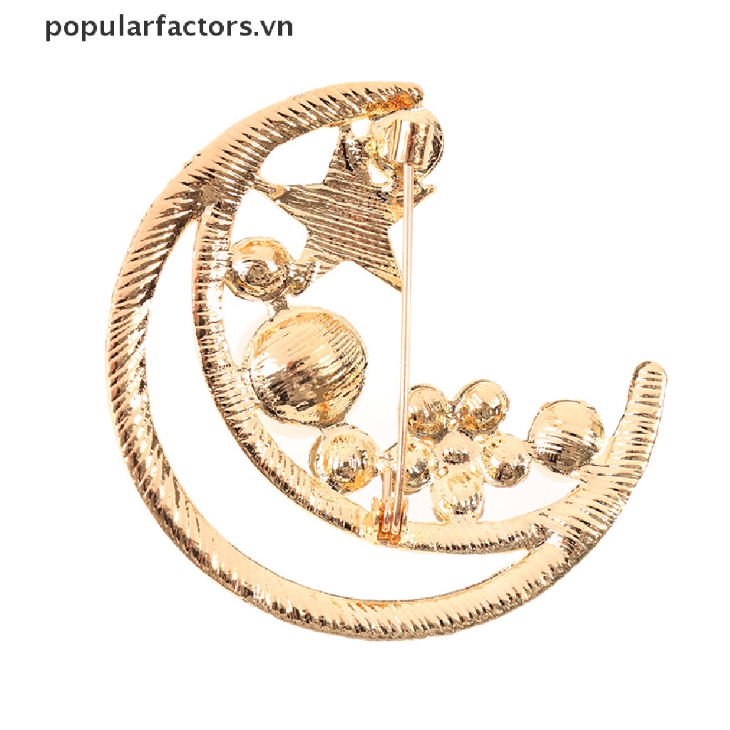 Ghim Cài Áo Hình Ngôi Sao / Mặt Trăng Phong Cách Baroque Thanh Lịch Dành Cho Nữ