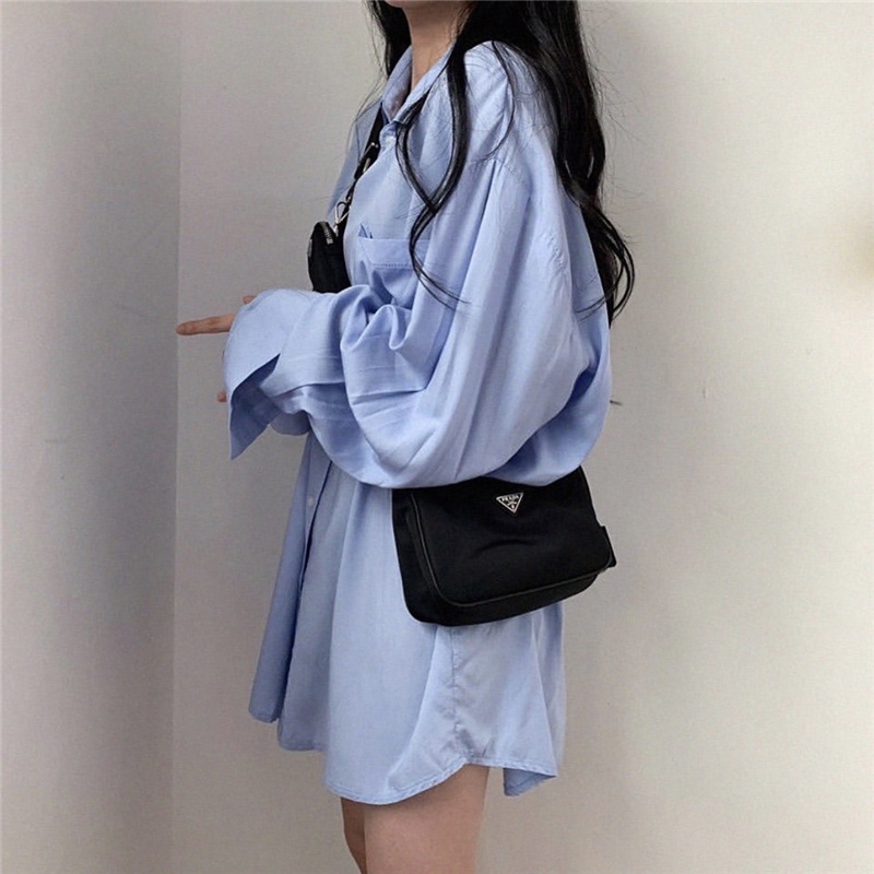 Áo Sơ Mi Nữ Tay Dài Dáng Rộng Màu Sắc Thanh Lịch