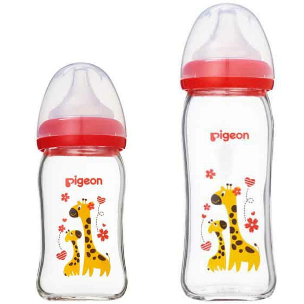 Bình sữa thủy tinh cổ rộng Pigeon Plus 160ml/240ml