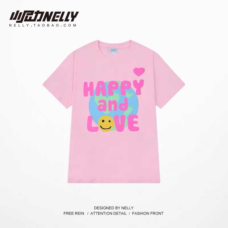 Áo nelly cộc tay hồng HAPPY AND LOVE
