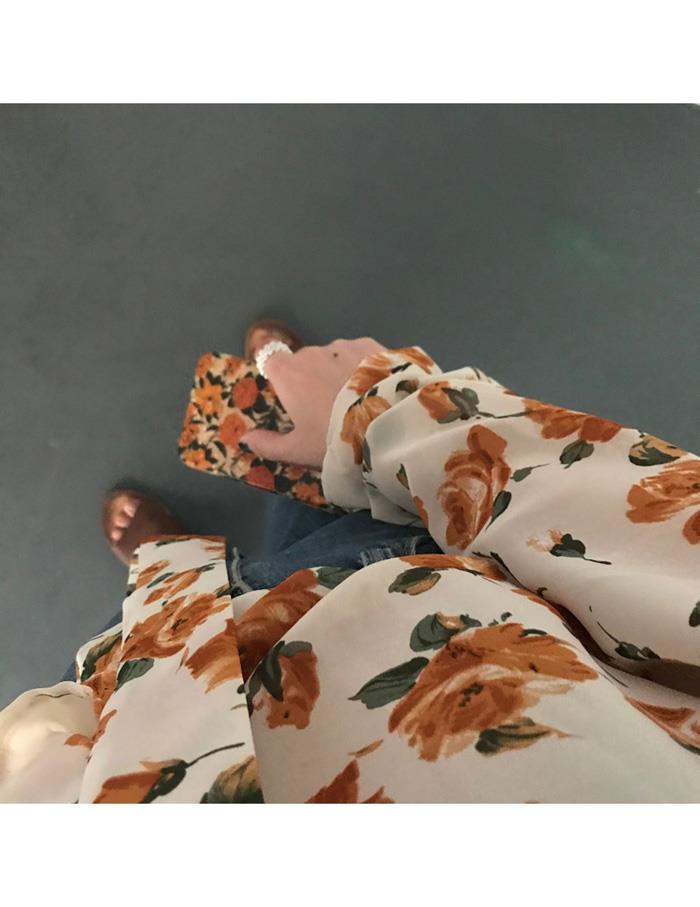 Áo Sơ Mi Voan Hoa Dáng Dài Phong Cách Retro Dành Cho Nữ