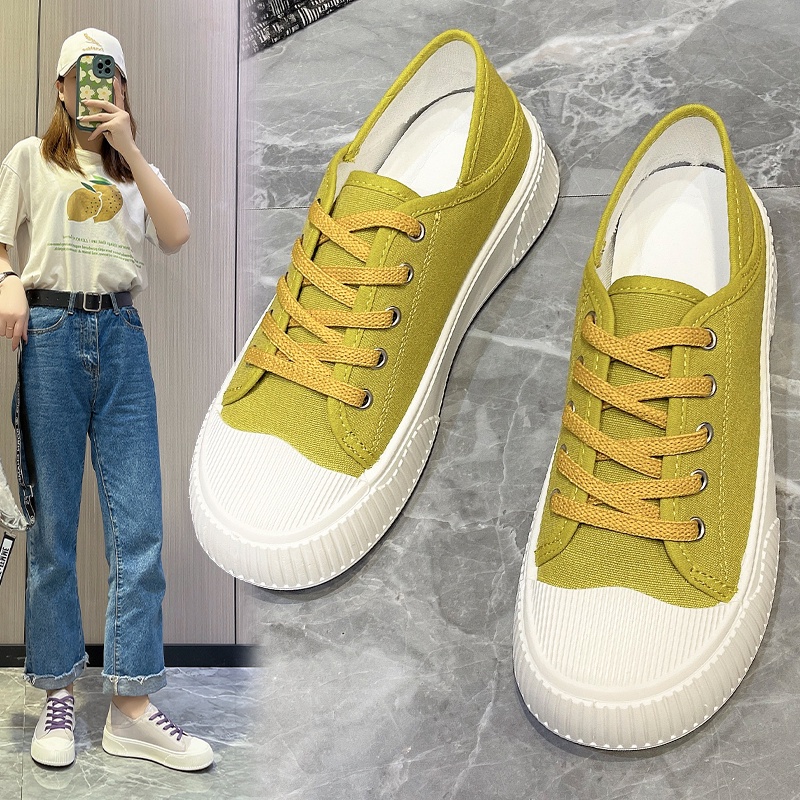 Giày Sneaker Đế Cao Su Cột Dây Màu Đen Trẻ Trung Năng Động Dành Cho Nữ