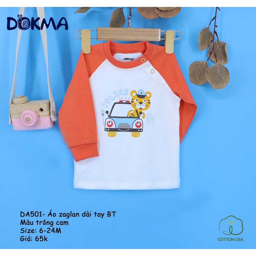 Áo phông cotton dài tay bé trai in hình ngộ nghĩnh Dokma DA501