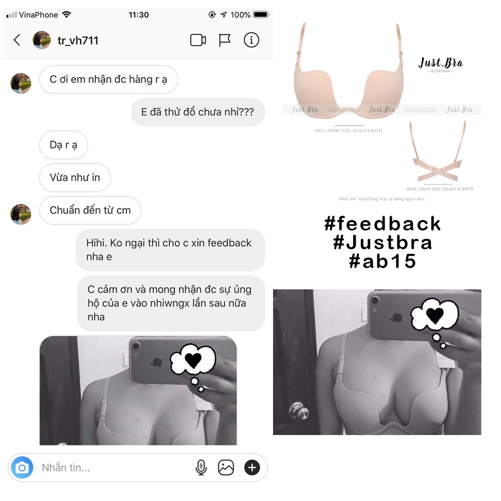 [Mã WABRJB031 giảm 10% đơn 99k] Áo ngực Just Bra xẻ sâu có gọng gom ngực AB15 | BigBuy360 - bigbuy360.vn