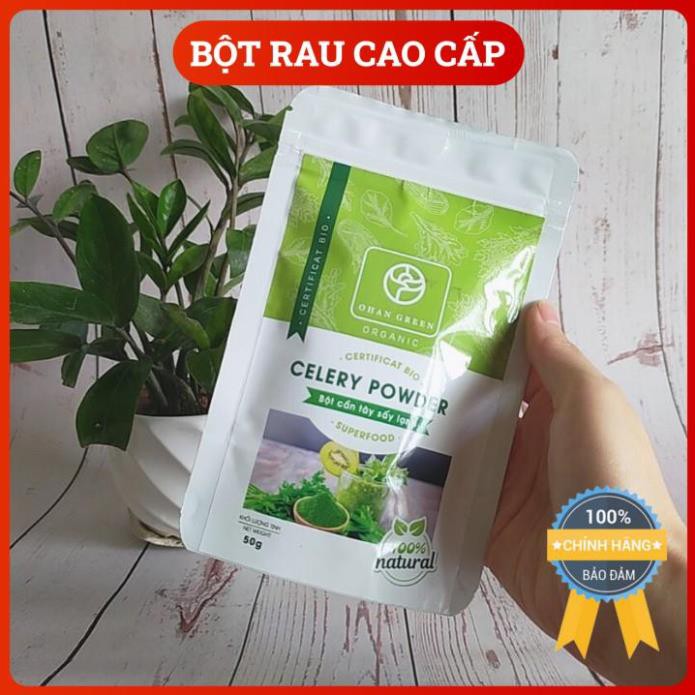 Bột Cần Tây Cao Cấp,Nguyên Chất OhanGreen 100% Giảm Béo Giảm Mụn Đẹp Da 50gram,1 Lộ Trình 2 Gói,Mua 2 tặg 1 Thìa Gỗ