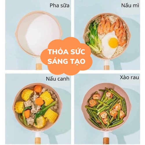 Chảo chống dính bếp từ sâu lòng vân đá 18cm nhiều màu Gia Dụng VTV