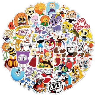 Set 50 miếng dán trang trí chống thấm nước hình nhân vật game Cuphead
