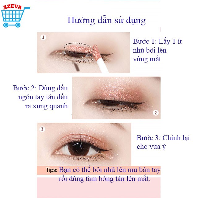 Nhũ mắt kim tuyến Diamond VRSTI, Make up mắt nhũ 10 màu ánh kim - Azeva