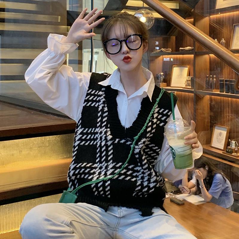 Áo Khoác Len Không Tay Dáng Rộng Phong Cách Hàn Quốc Trẻ Trung Cho Nữ