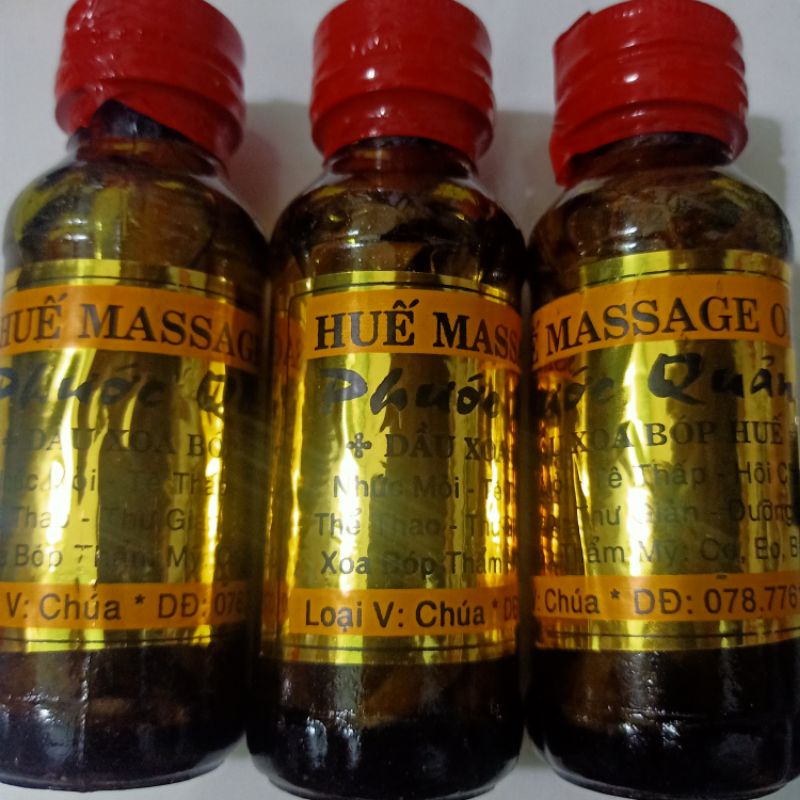 Dầu Xoa Bóp HUẾ MASSAGE OIL PHƯỚC QUẢNG (60ml) Nhức Mỏi, Thể Dục, Thể Thao