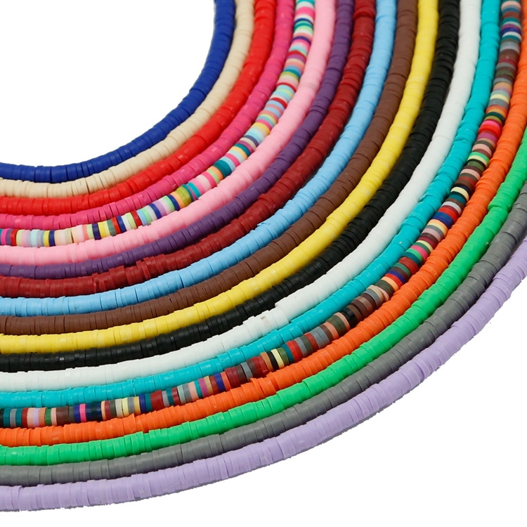 Round Soft Clay Flat Chain Loose Spacer Beads Bracelet Necklace DIY Jewelry Making