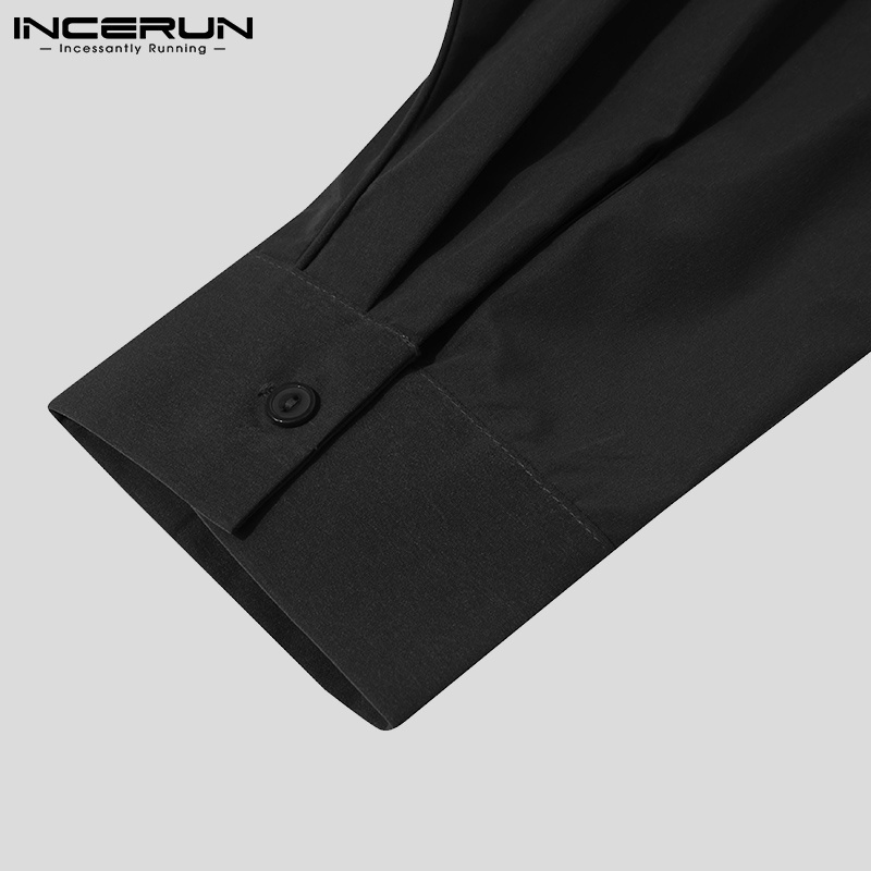 Áo khoác croptop INCERUN tay dài cổ bẻ thời trang dành cho nam