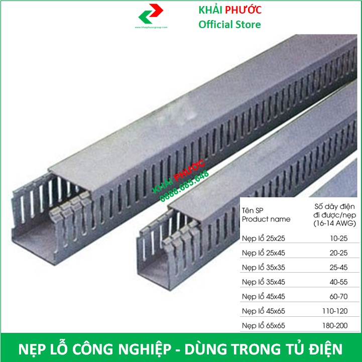 NẸP LỖ LỔ CÔNG NGHIỆP GEN MÁNG TRUNKING NẸP NHỰA RĂNG LƯỢC XÁM ĐI DÂY ĐIỆN 25 35 45 65 TRONG TỦ ĐIỆN - KHẢI PHƯỚC