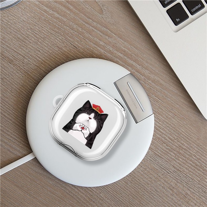 Bao Case TPU trong suốt hoạt hình dễ thương cho tai nghe Galaxy Buds 2/ Buds 2 Pro có móc treo