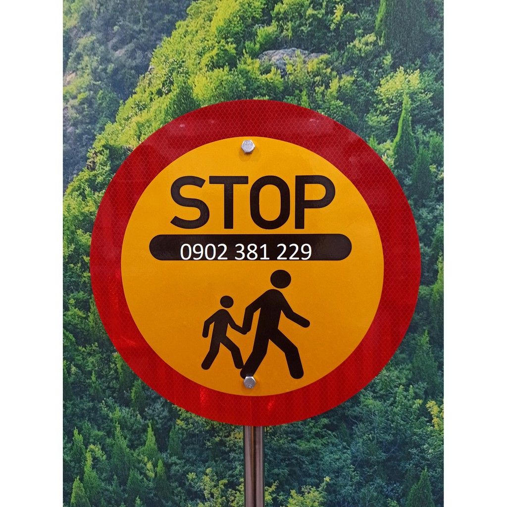 [KHUYẾN MÃI] Biển báo phản quang cầm tay STOP cho người đi bộ, cho đội nhóm - hình thật
