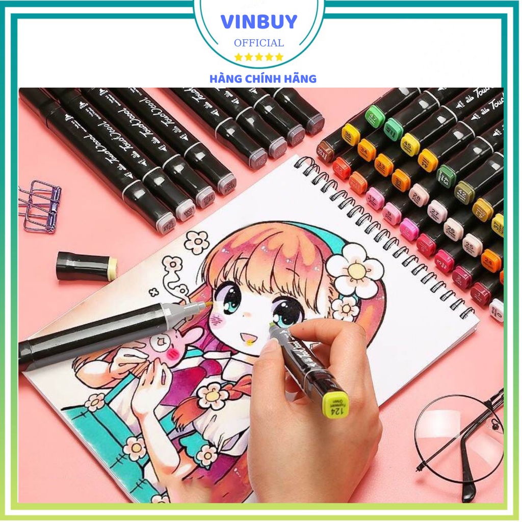Bút màu marker bộ màu dạ bút màu lông touchcool bộ 30/40/60/80 màu vẽ chuyên nghiệp - Hàng chính hãng - VinBuy