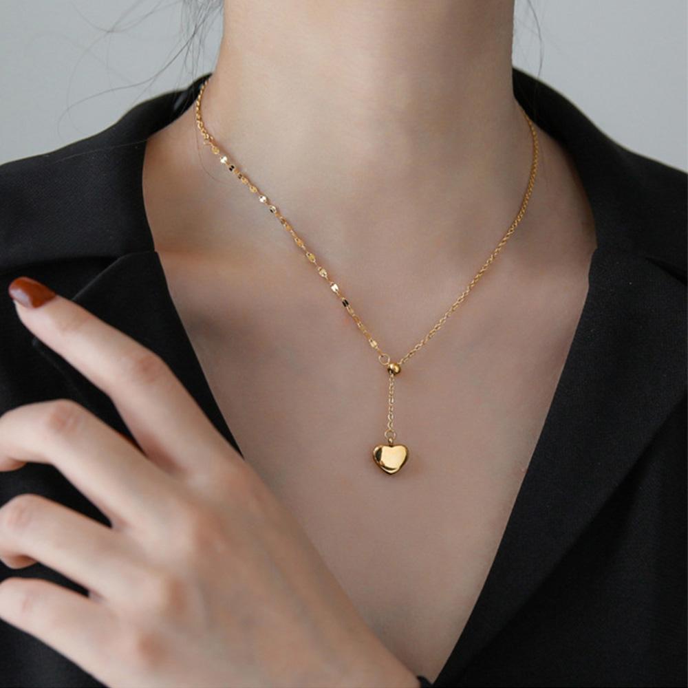 Dây Chuyền Mặt Trái Tim VANES1 Màu Vàng Có Thể Điều Chỉnh|Vòng Cổ Choker Thép Titan Mặt Trái Tim Thời Trang Cá Tính