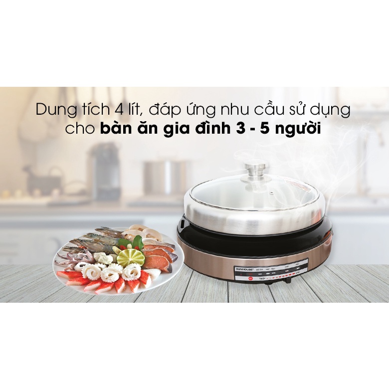 [Mã ELHADEV giảm 4% đơn 300K] Lẩu điện Sunhouse SHD4526, Công suất 1300W, Dung tích 4 lít