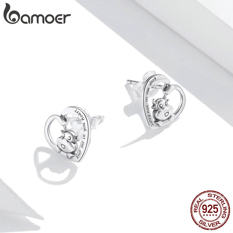 Bông Tai Bamoer Bằng Bạc 925 Đính Đá CZ Làm Quà Tặng Cho Nữ SCE984