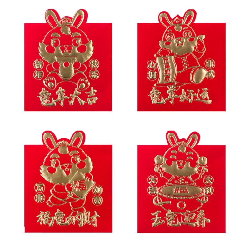Set 4 Bao Lì Xì Hình Thỏ Năm Mới 2023 Phong Cách Trung Hoa Cho Bé